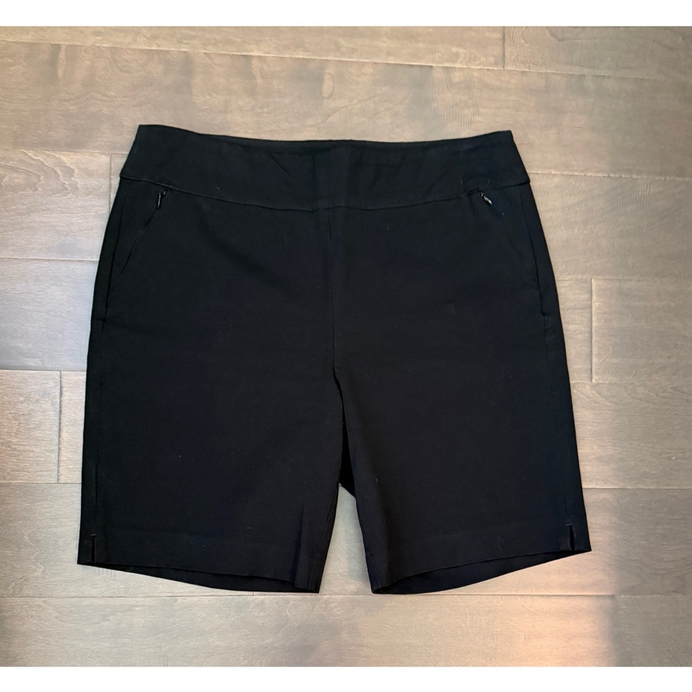 Soft Surroundings Black Mid-Rise Bermuda Shorts Zippered Pockets Excellent Large
